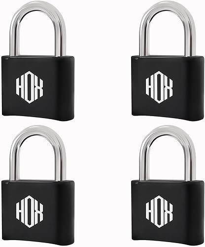 HOX Candado de combinación de 4 dígitos para exteriores, cerradura de casillero resistente con grillete de acero endurecido, cerradura combinada