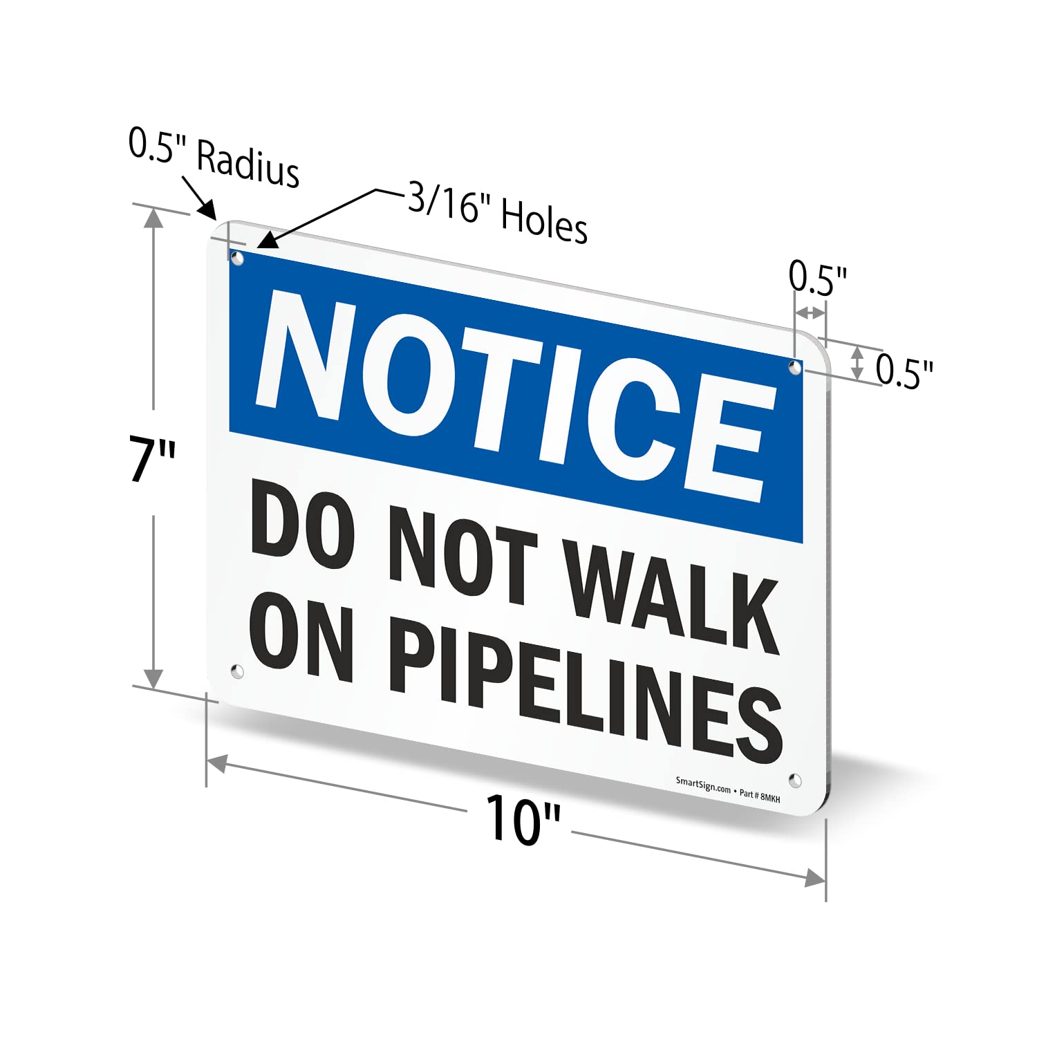 OSHA Safety Sign 'Caution: Buried Pipe Line' - Aluminum, 10" X 7", Black On Yellow