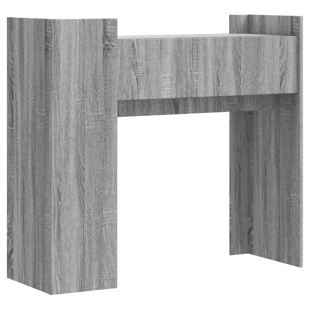 Mesa consola clásica de madera para salón y pasillo con práctico espacio de almacenamiento y soporte de pared, color gris, 100 x 35 x 90 cm