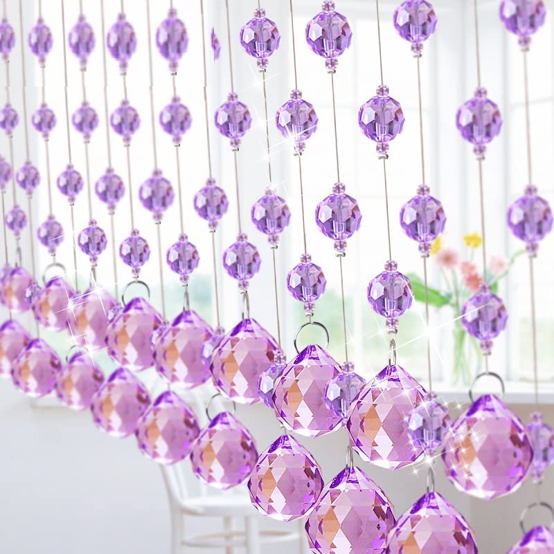 LIGHT WAVE Curtains Purple Acrylic 10 Strings 5 feet Crystal Curtain with Purple Crystal Drops for Door, Window, Temple, Partition Area Décor (B0BFX5RSHM) Amazon Price History, Amazon Price Tracker