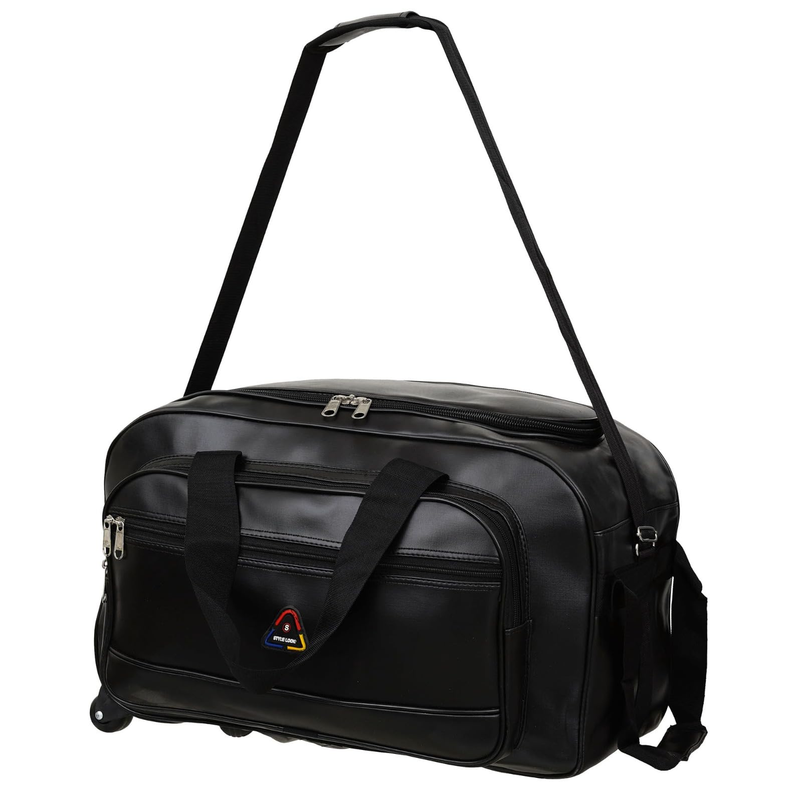Premium Trolley Duffle Bag for Travel with Wheels & Shoulder Strap | Large Capacity Leather Finish Luggage Bag for Men & Women | Durable Multipurpose Gym & Weekend Travel Bag-image-39