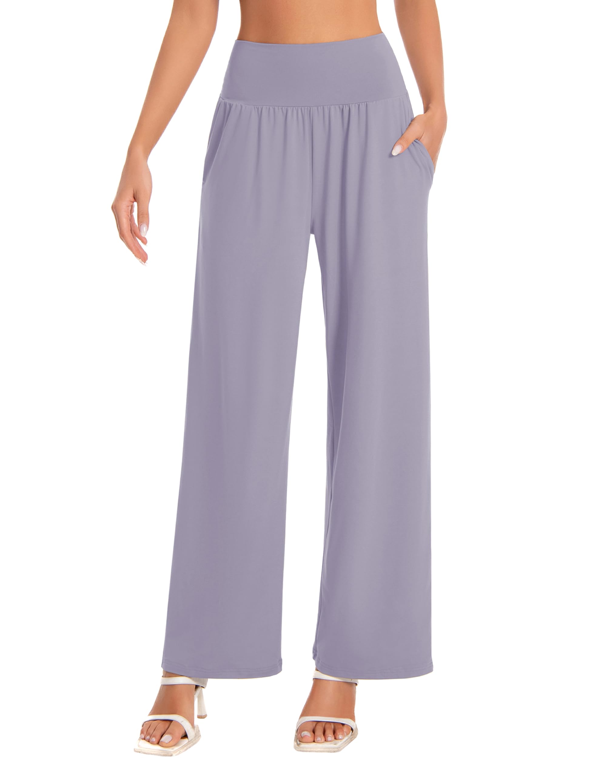 BUBBLELIME 20"/27"/29"/31"/33"/35" Women's High Waist Wide Leg Yoga Pants Loose Comfy Lounge CasualSweatpants with Pockets