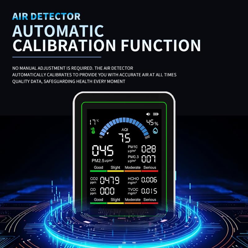 Air Quality Monitor Indoor, 10 in 1 Portable Smartair Quality Tester for CO2 | CO | TVOC | HCHO | Temp | AQI | PM0.3-1 Detection Hum for Home Cars Plants, Pets, Car, Hotel - Image 3