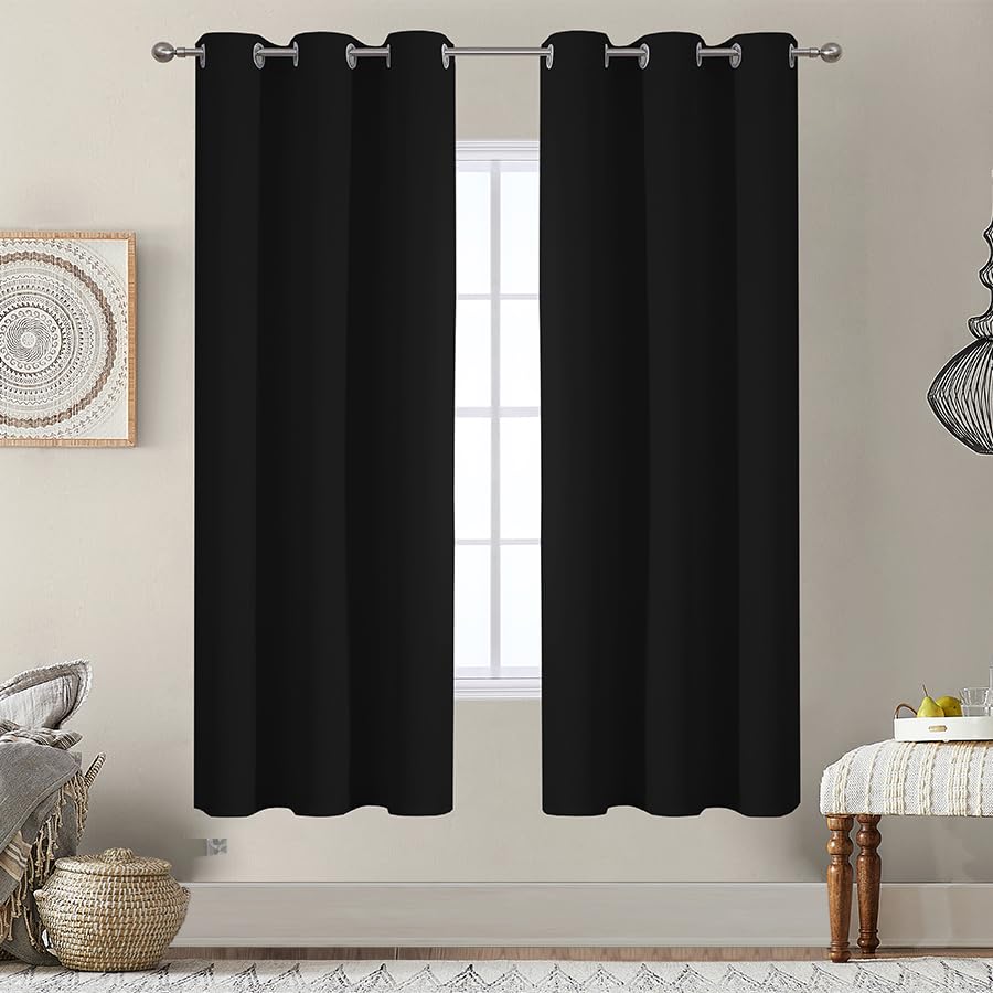 VEHEDE Thermal Insulated Curtains & Drapes for Bedroom 63 Inch Drop Living Room Noise Reduing Curtain with Eyelet