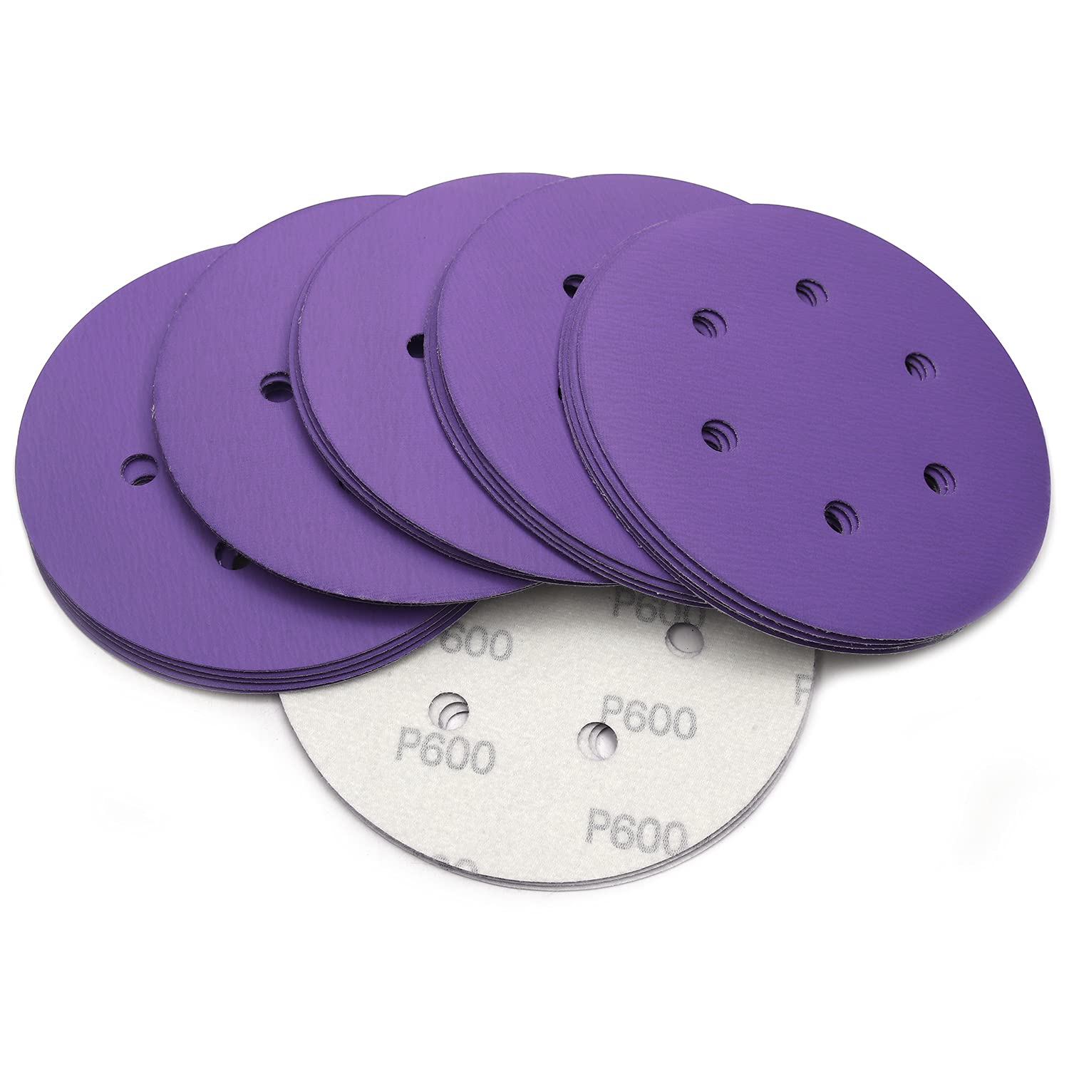 Kingcattle 6 Inch Sanding Discs - 30 Piece Assortment 80-600 Grit Hook & Loop