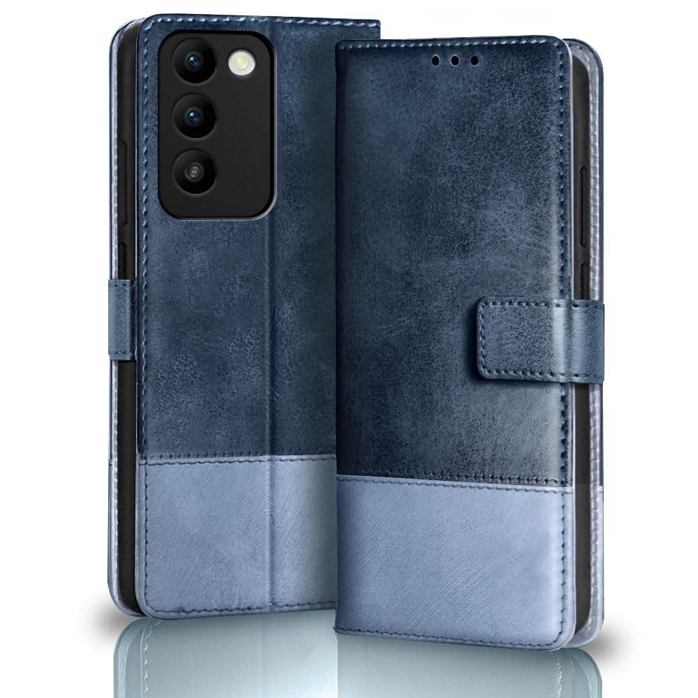 TheGiftKart Flip Back Cover Case for Vivo T3 5G / Y200e 5G | Dual-Color Leather Finish | Inbuilt Stand & Pockets | Wallet Style Flip Back Case Cover for Vivo T3 / Y200e 5G (Faux Leather, Blue & Sky) (B0CZ4722PG) Amazon Price History, Amazon Price Tracker