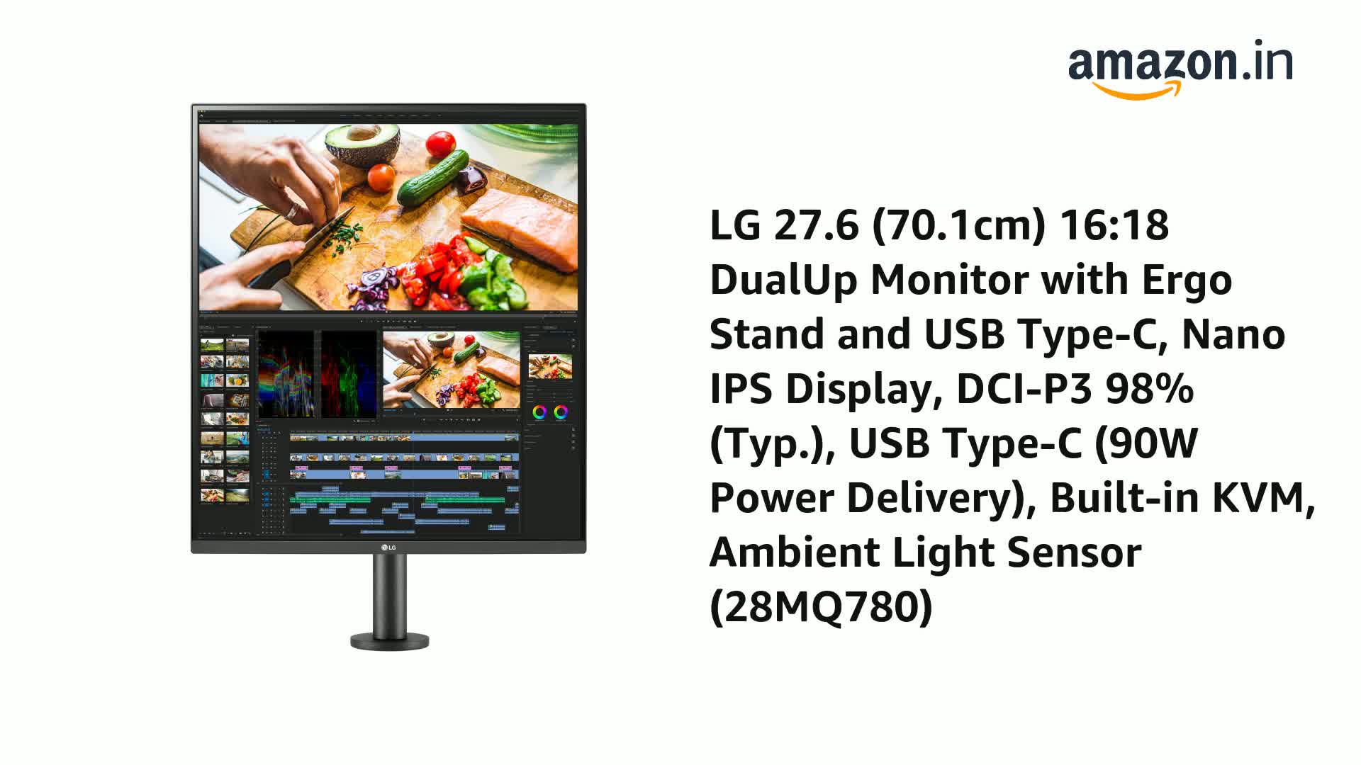 LG 27.6 (70.1cm) 16:18 DualUp Monitor with Ergo Stand and USB Type