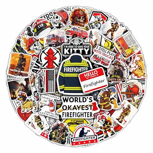 100Pcs Funny Firefighter Stickers for Helmets Water Bottles Laptop - Fireman Stickers for Hard Hat - Firefighter Gifts for Men - Fireman Party Supplies & Decorations