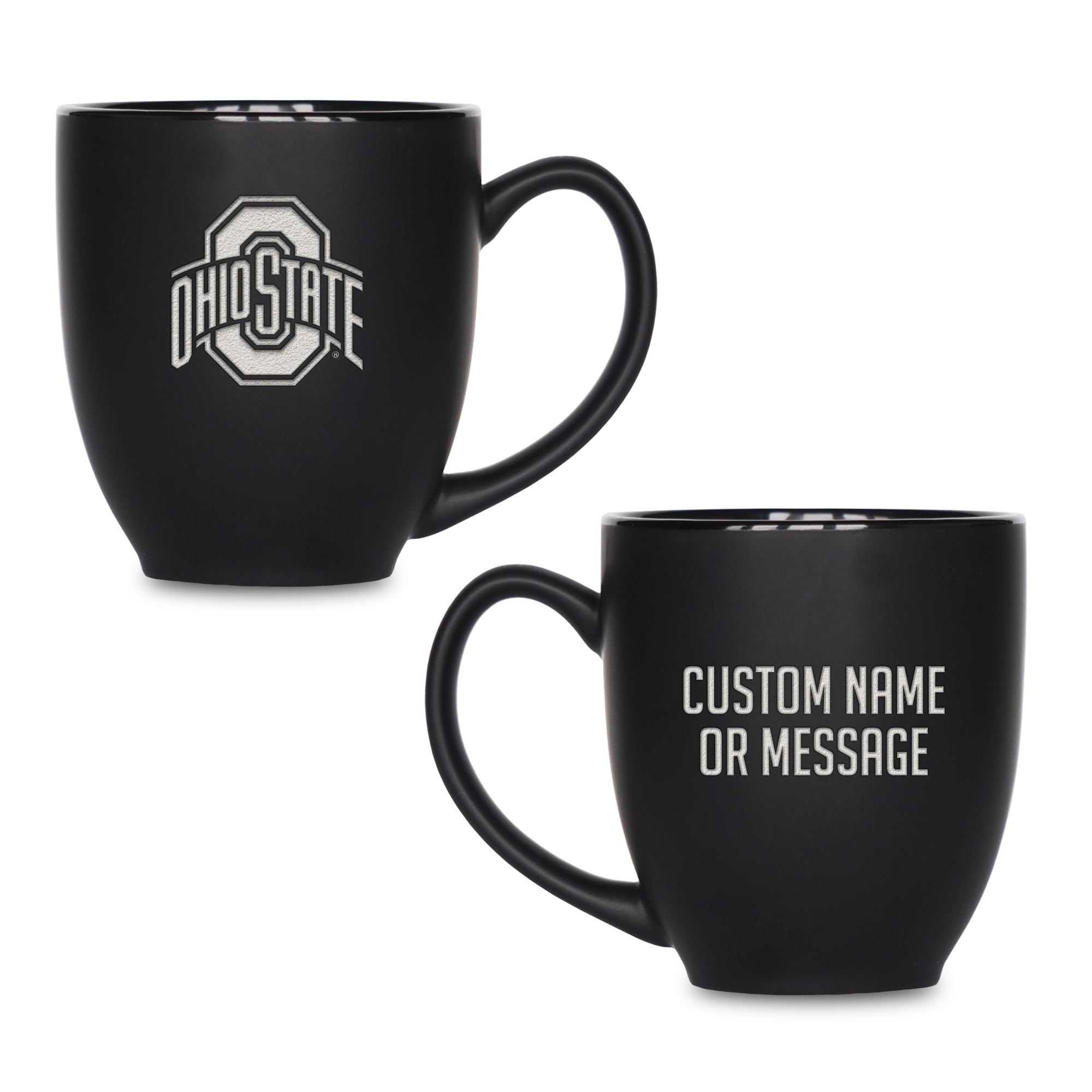 Rico Industries NCAA Primary 15-Oz Personalized Matte Black Bistro Mug - for Hot or Cold Drinks