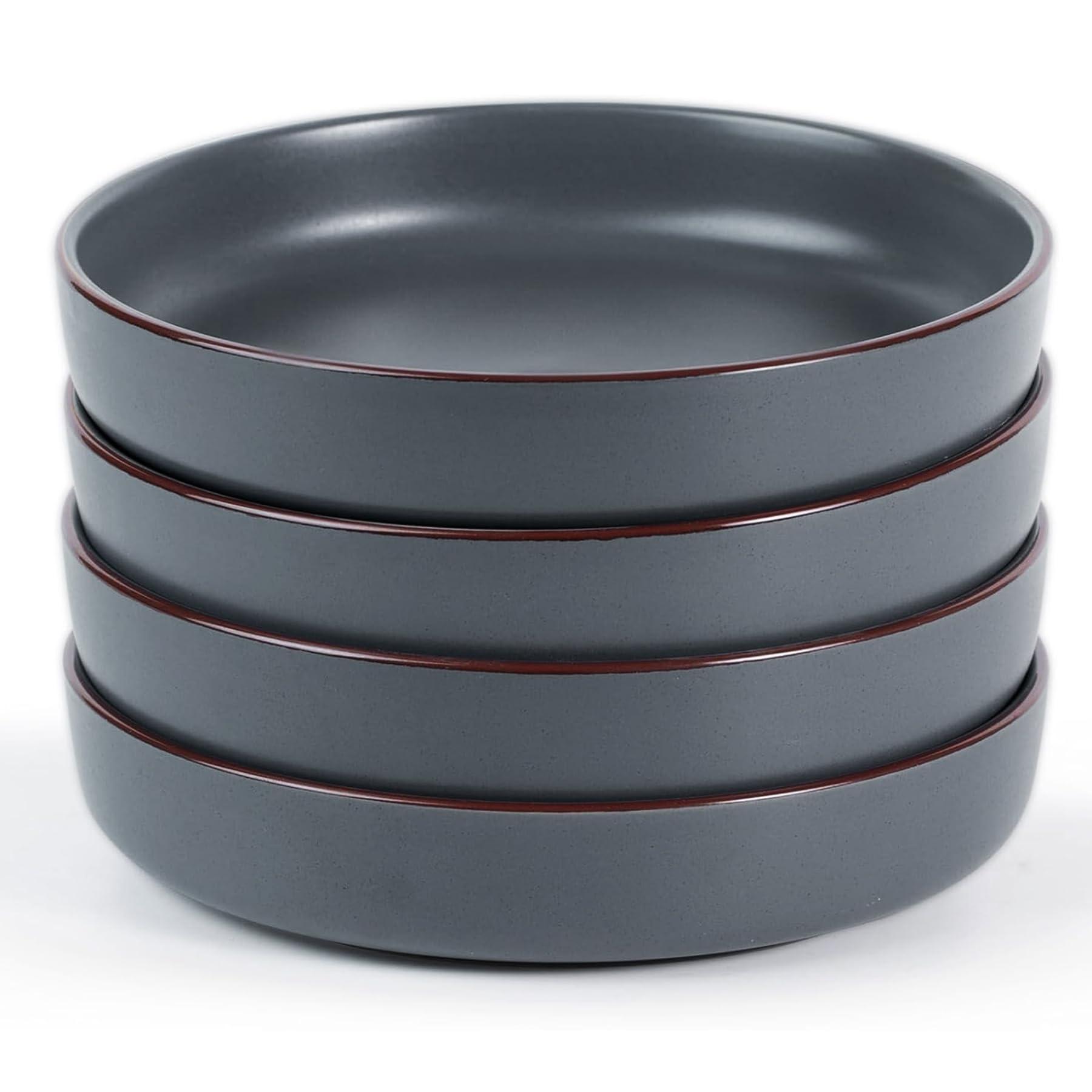 Richmount Mercury Stoneware Pasta Bowls Set of 4, Salad/Cereal/Soup Bowl 21.59cm 976ml, Classic Bowl for All Pasta Dishes, Microwave and Dishwasher Safe, Serving Bowls Set of 4, Charcoal Grey
