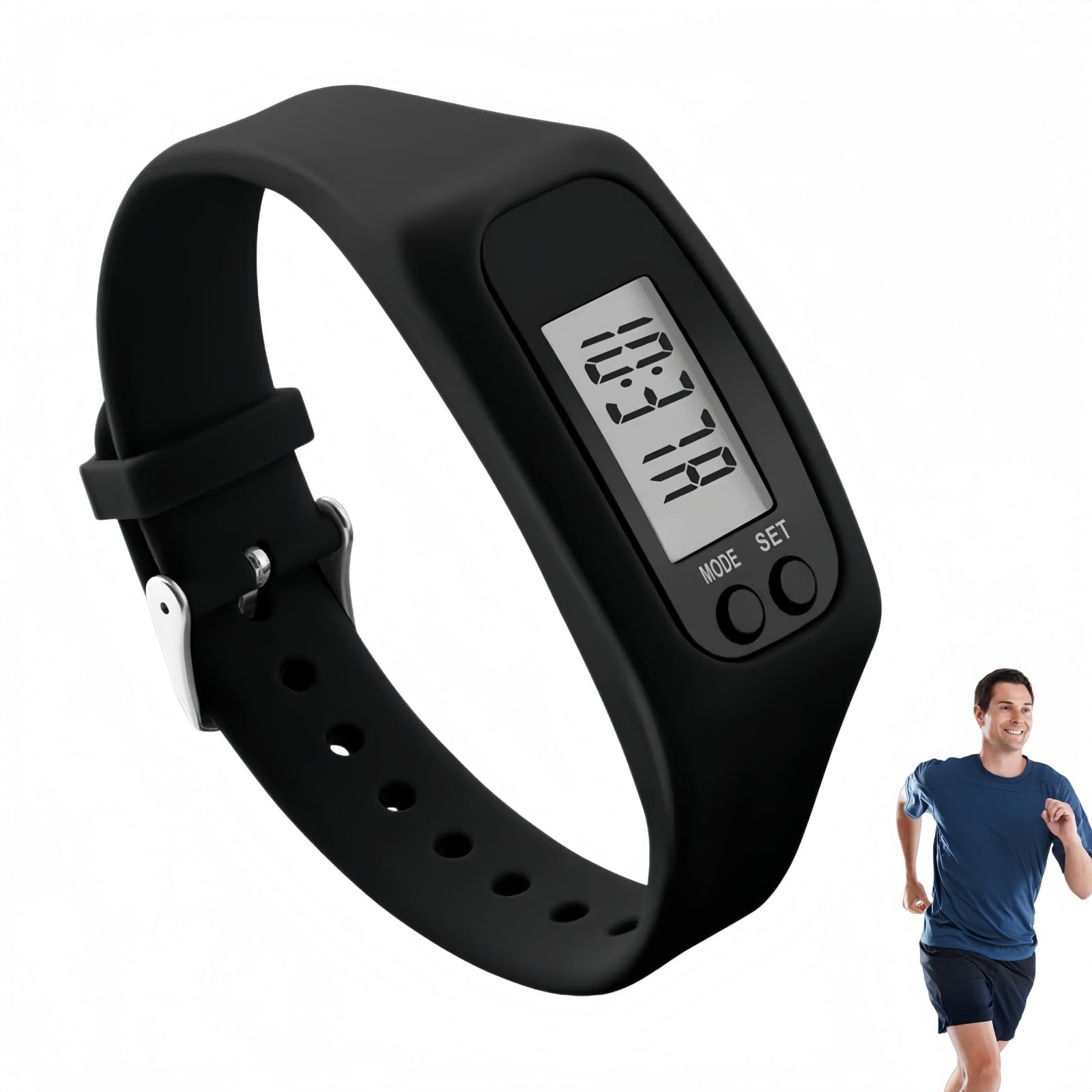 Step Counter Watch,Pedometer Step Counter for Walking,Electronic Pedometer Bracelet Wristband for Men Women,Pedometer Step C/ounter Watch,P/edometer Bracelet,Track Steps Walking P/edometer(Black)