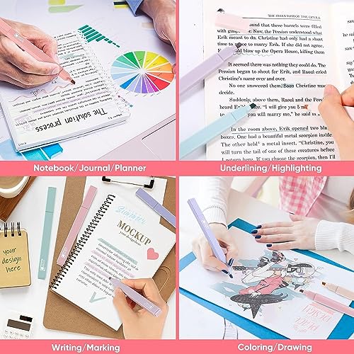 Image of Aesthetic Cute Highlighters Bible Highlighters Chic Modern Minimal Pastel Tip Highlighters Pen Soft Chisel Marker Pens for journaling Note Office School Stationary (6 Pcs Aesthetic Highlighter)