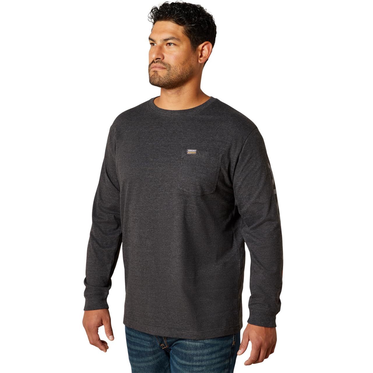 Ariat Men's Rebar Cotton Strong Standard Logo Pocket T-Shirt 3X-Large Charcoal Heather/Alloy