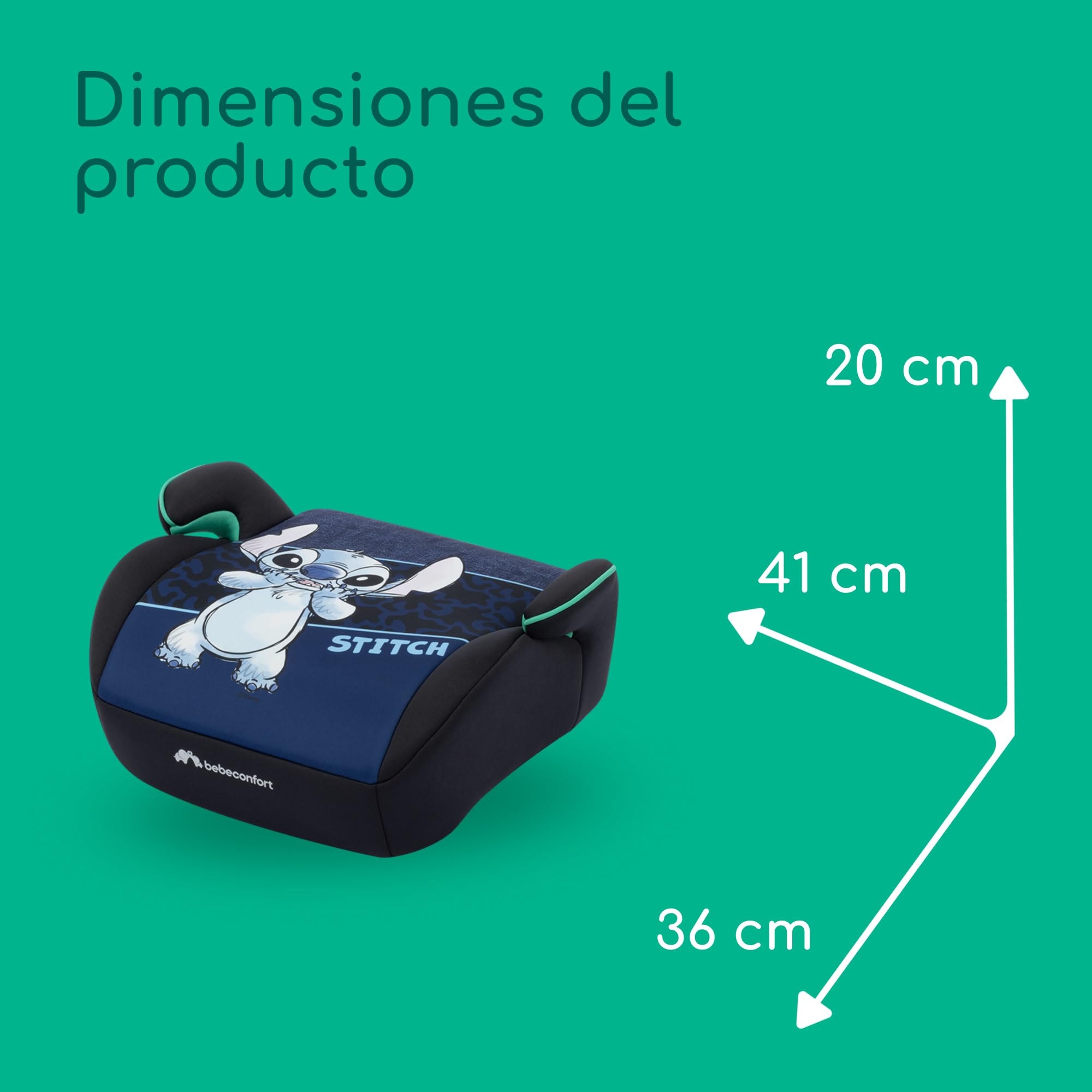 Bebeconfort Disney Manga i-Safe, Asiento Elevador Coche, Silla Coche Stitch, 6-12 Años, 128–150 cm, 22-36 kg, Ligera, Instalación Fácil con Cinturón, Acolchada, Tejidos Suaves, Authentic Stitch — view 8