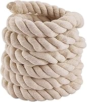 Faxco 10ft Natural Twisted Cotton Rope - Strong Triple-Strand for Tug of War, Crafts, Pets, Decor & Outdoor Use