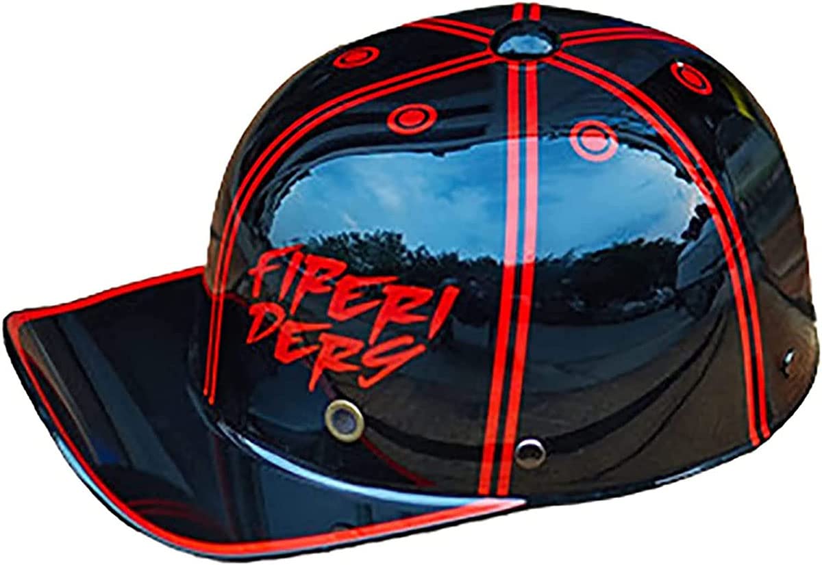 Retro Cool Skull Cap Motorcycle Half Helmet DOT Approved,Vintage Baseball Cap Open Face Helmet,for Men Women Half Helmet Motorbike Helmet for Scooter Moped Cruiser Chopper