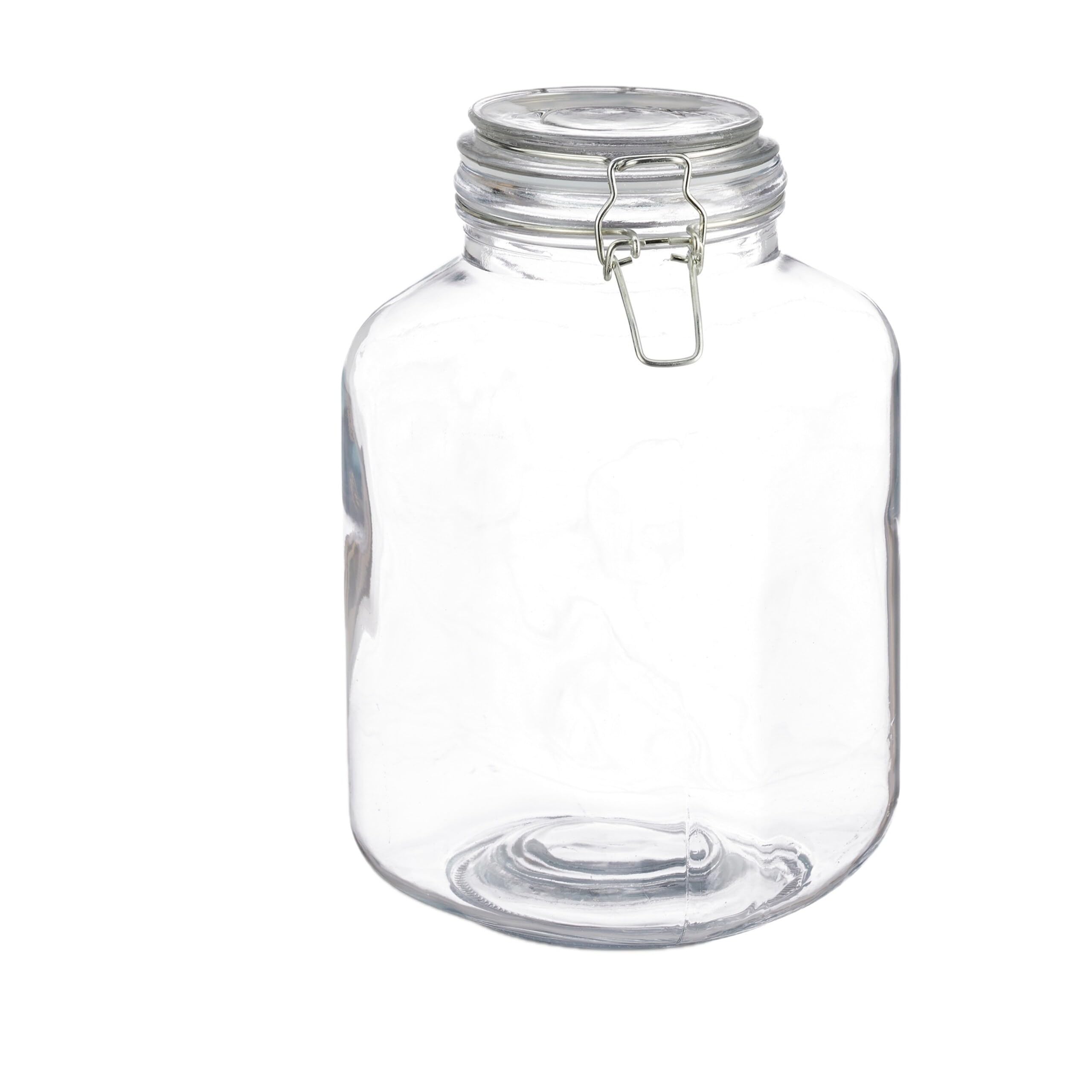 Relaxdays Bocal en Verre, Lot de 4, 3 litres, Conserves, Grand Pot, Hermétique, Fermeture étanche avec étrier, XXL, Transparent