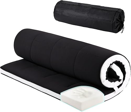 Tiita Colchón japonés de suelo, colchón futón de 4 pulgadas de grosor con bolsa de almacenamiento y 2 correas, tapete de tatami para dormir tamaño