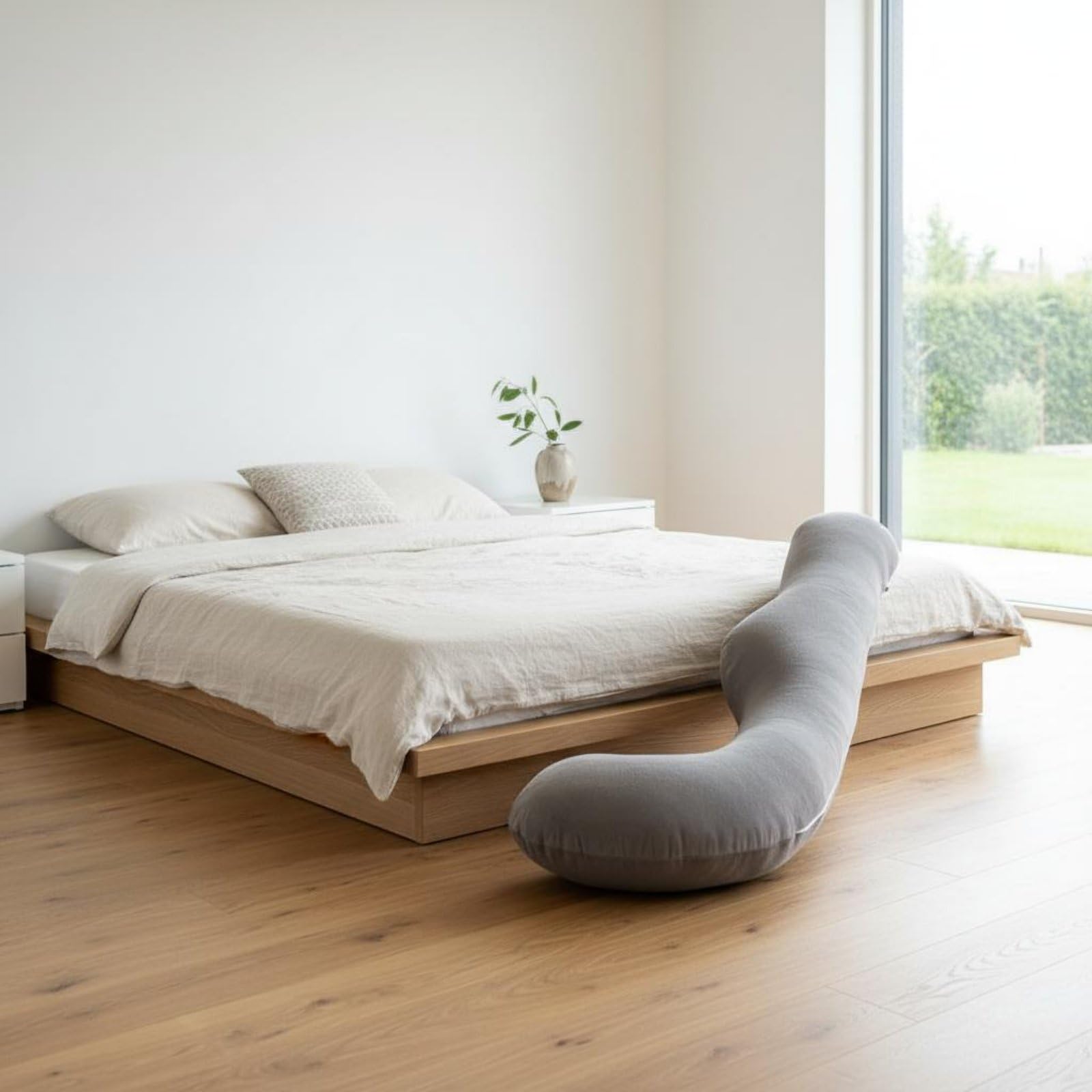 Qianly Almohada de Cuerpo Completo para Embarazadas Multifuncional Almohada de Embarazo Hipoalergénico para Madres Lactantes, Gris Claro, Terciopelo Cristal