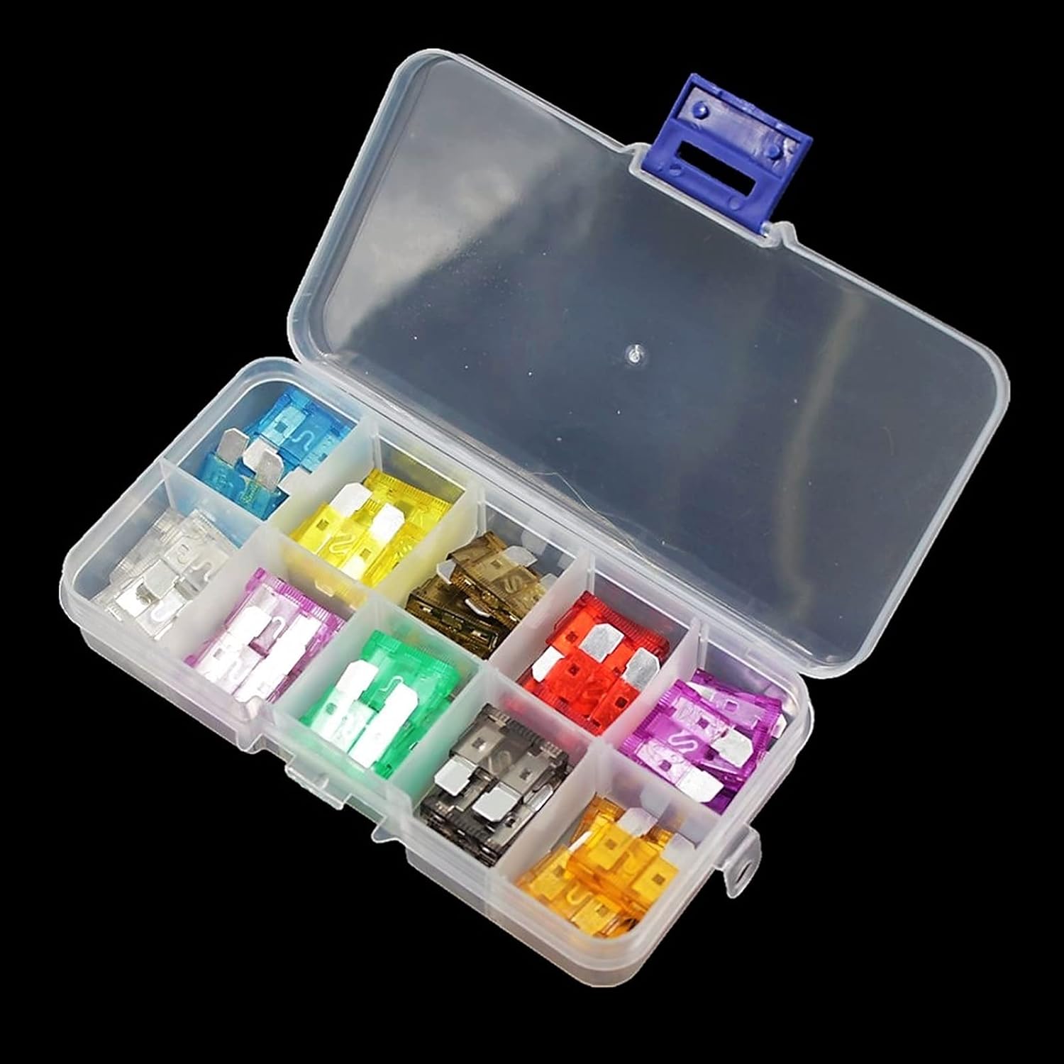 Medium Mini Auto Car Fuses 2A/3A/5A/7.5A/10A/15A/20A/25A/30A/35A Amp with Storage Case Assortment Blade Fuse Set Kit(Mini 50 Pcs)