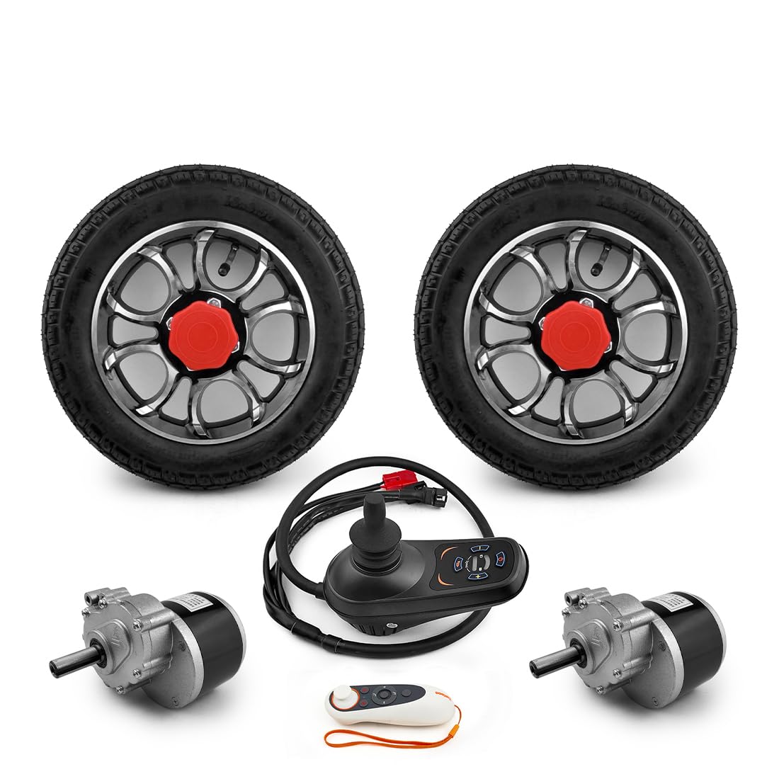 Kit de conversión de motor de silla de ruedas con control remoto 250W para silla de ruedas eléctrica plegable ligera de 12 pulgadas (Max 5kph air tire, with remote)