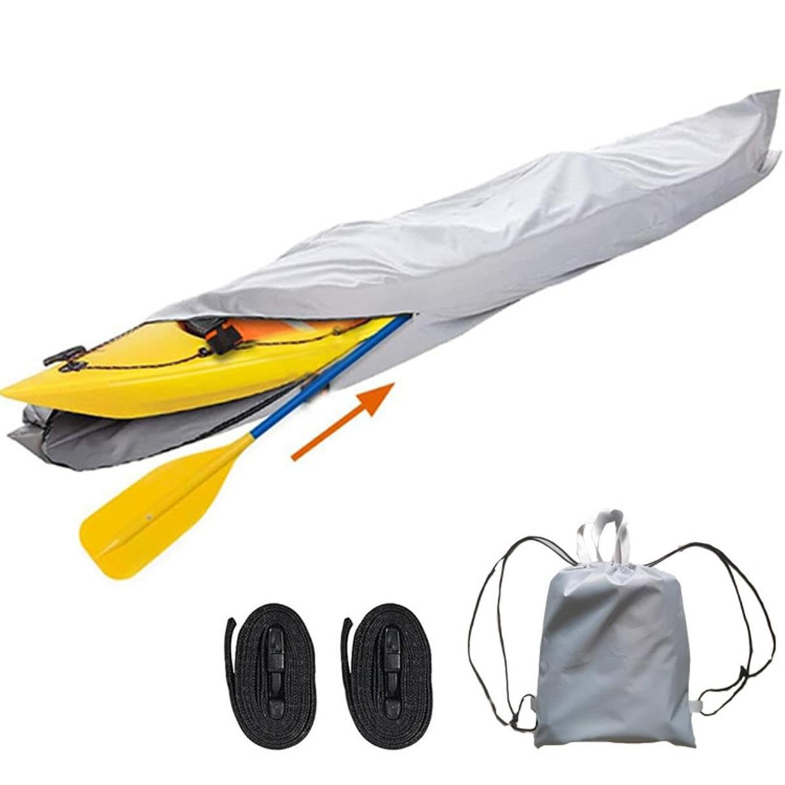 Kajakabdeckung Wasserdicht Staubdicht Schutzhülle Boot Polyester Langlebig Wetterfest für Aufbewahrung Outdoor Angeln Paddelzubehör Gartenlagerung, Länge 5.5 M