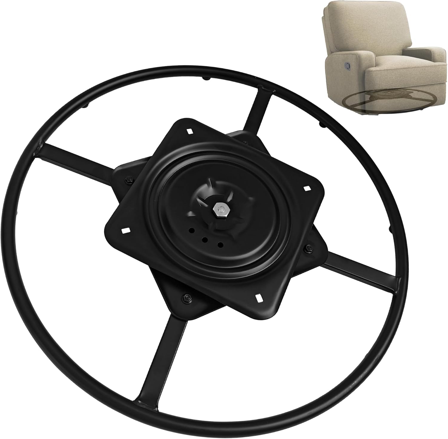 Recliner Swivel Ring Base Replacement with Plate,Heavy Duty Furnitures Sofa Chair Swiveling Bottom Parts (24 inch)
