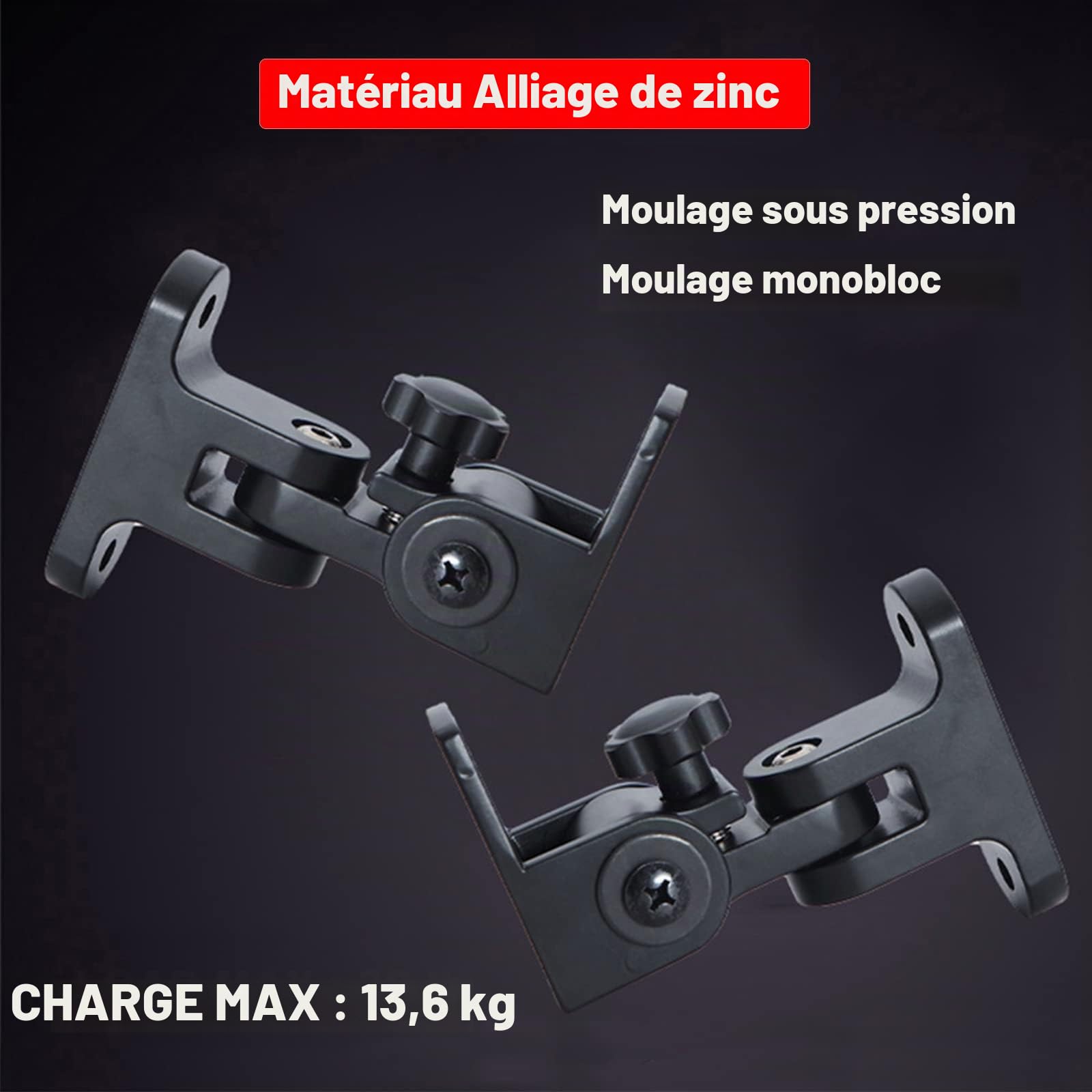 BS-218pro Support Mural pour Enceintes pour Petites Enceintes, Support Enceinte Murale, Poids Max 30 lbs (2 Packs Noirs)
