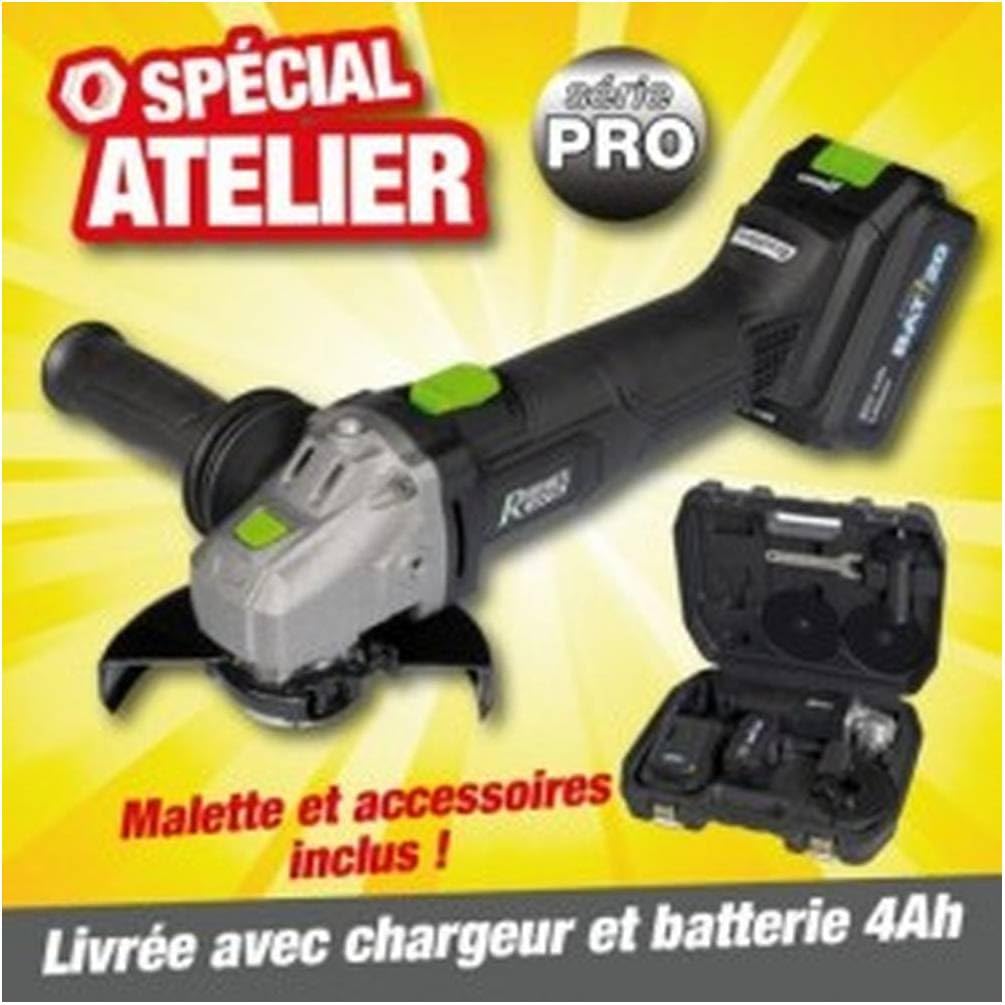 RIBIMEX PRBAT20/M125PRO Smerigliatrice angolare a batteria 20 V- 4 Ah 115/125 mm RBAT20