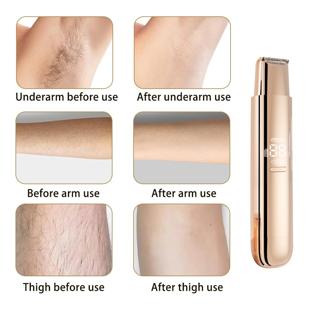 Máquina de afeitar eléctrica 2 en 1 con doble cabezal para mujeres, recortadora de bikini para mujeres, máquina de afeitar impermeable para uso en seco o húmedo para rostro, piernas, brazos y