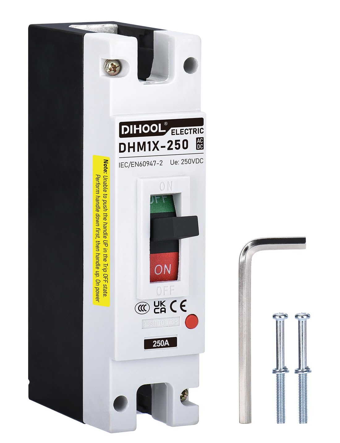 DIHOOL DC Molded Case Circuit Breaker,1 Pole 250 Amp 250VDC/240VAC MCCB,DC Isolator for Solar Panels PV System,Battery — image 1