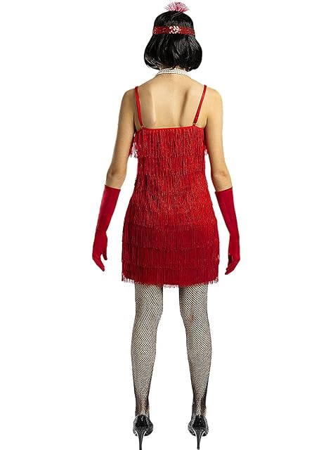Foto 3 de 6 de Funidelia - Disfraz de charlestón años 20 Rojo para Mujer Talla S Años 20, Cabaret, Gángster, Décadas