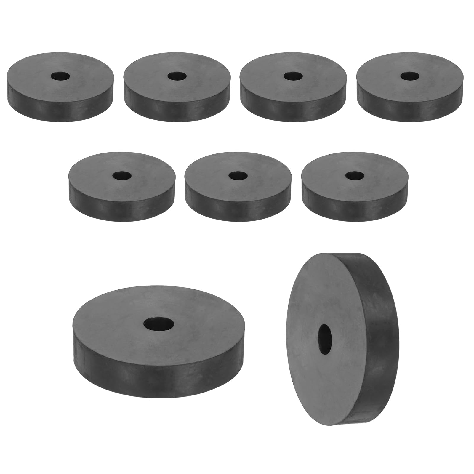 sourcing map 9Pcs Rubber Spacers, 45mm OD, 8mm ID, 10mm Thick Black Round Anti Vibration Rubber Pads Isolation Bushings Washer for Home Cars Boat(1.77"OD x 0.31" ID x 0.39" Thick)