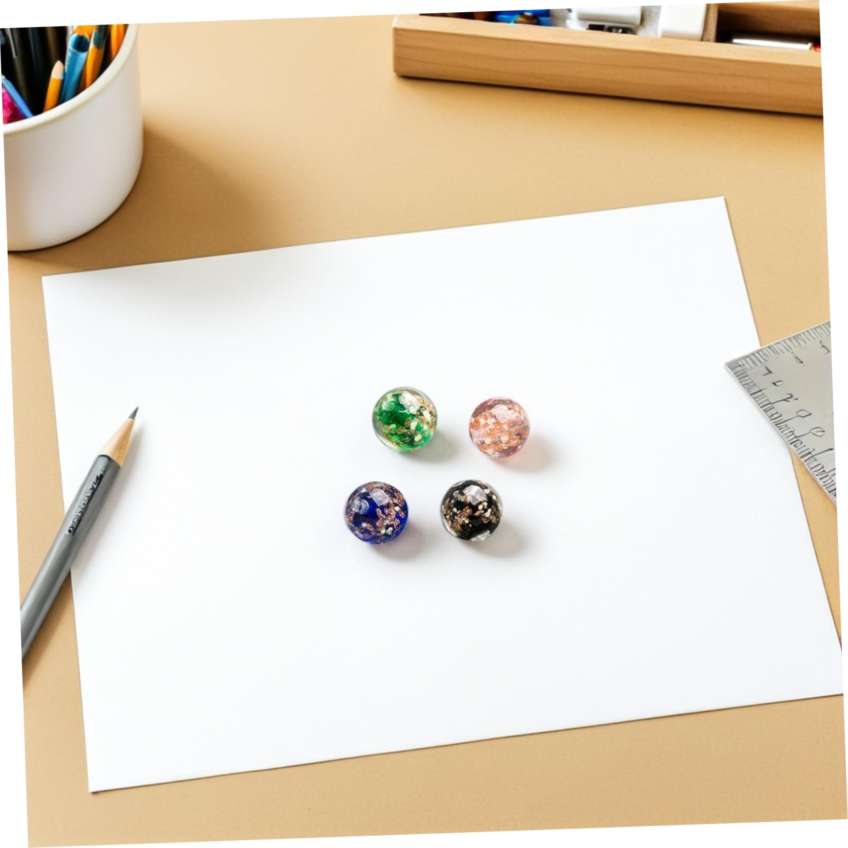 DOITOOL 4 Set Perline in Vetro Perline Rotonde Distanziali Con Liscio Per Braccialetti Fai Da Te E Creazioni Artigianali 40 Pezzi * 4