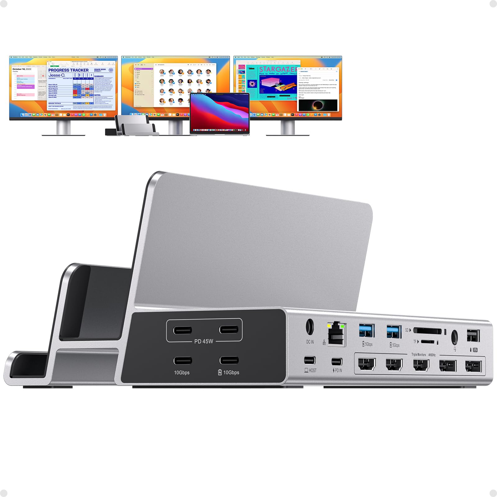 Amazon.com: PULWTOP Triple Display Docking Station with Dual Stand