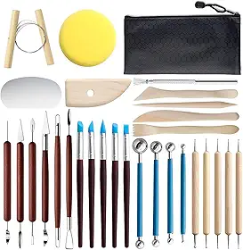 Estecas ceramica fria - Kit de Ferramentas de Esculpir 30 Peças para Cerâmica Fria, Argila e Artesanato, Ferramentas Profissionais Dupla Face para Escultura e Criação de Peças Artísticas