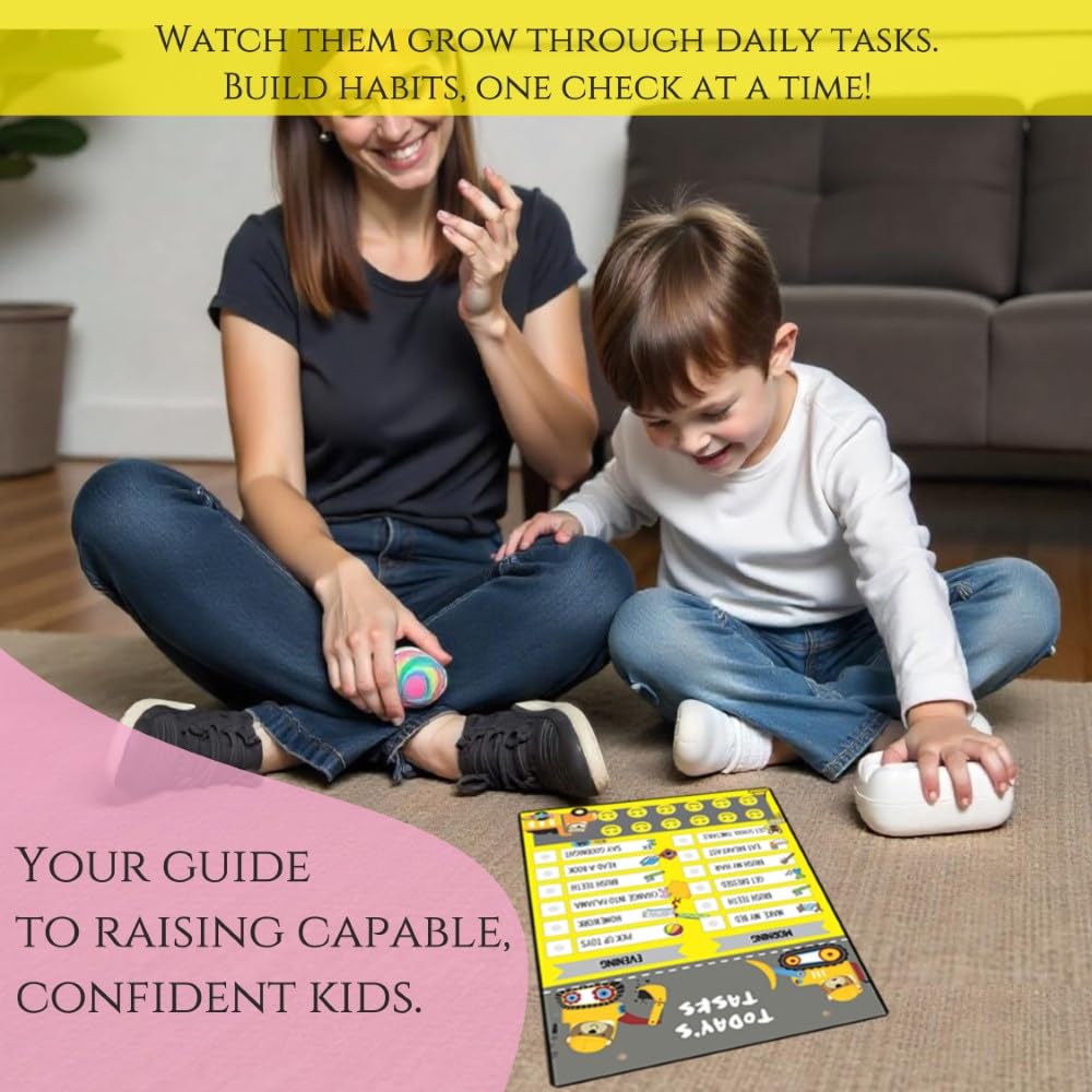 Zooplay India My Responsibility Chart - Good Habit Chart for Kids - Reusable Behavior Tracker with SmiliesI For Age 3-12 year I Reward chart I gift for Kids 3 yr -12 yrs (Builder Zone) - Image 4 thumbnail