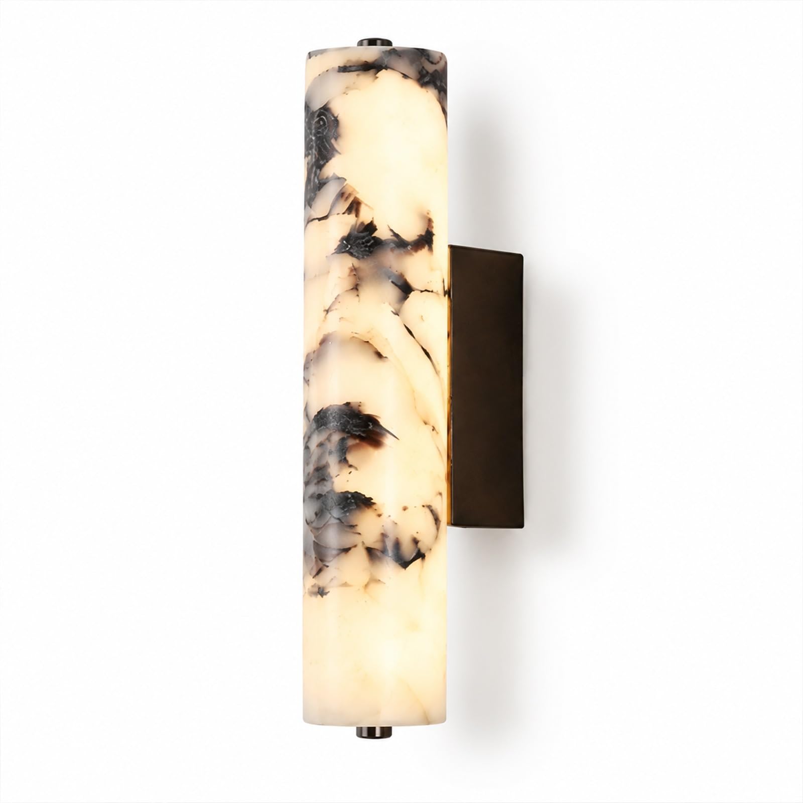 Lámpara de pared LED de piedra natural, lámpara de tocador de baño | Apliques de pared de alabastro de 11,02 pulgadas, lámpara cilíndrica de mármol, Base metálica
