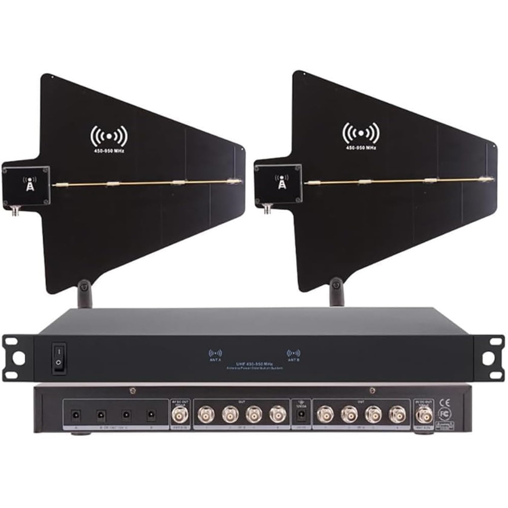 Amplificatore di Segnale per Microfono Wireless, Distribuzione di Antenna Uhf, Palette per Antenna Attive 8 Uscite + 2 Porte A Cascata, Copre La Gamma di Frequenza 400-950 MHz
