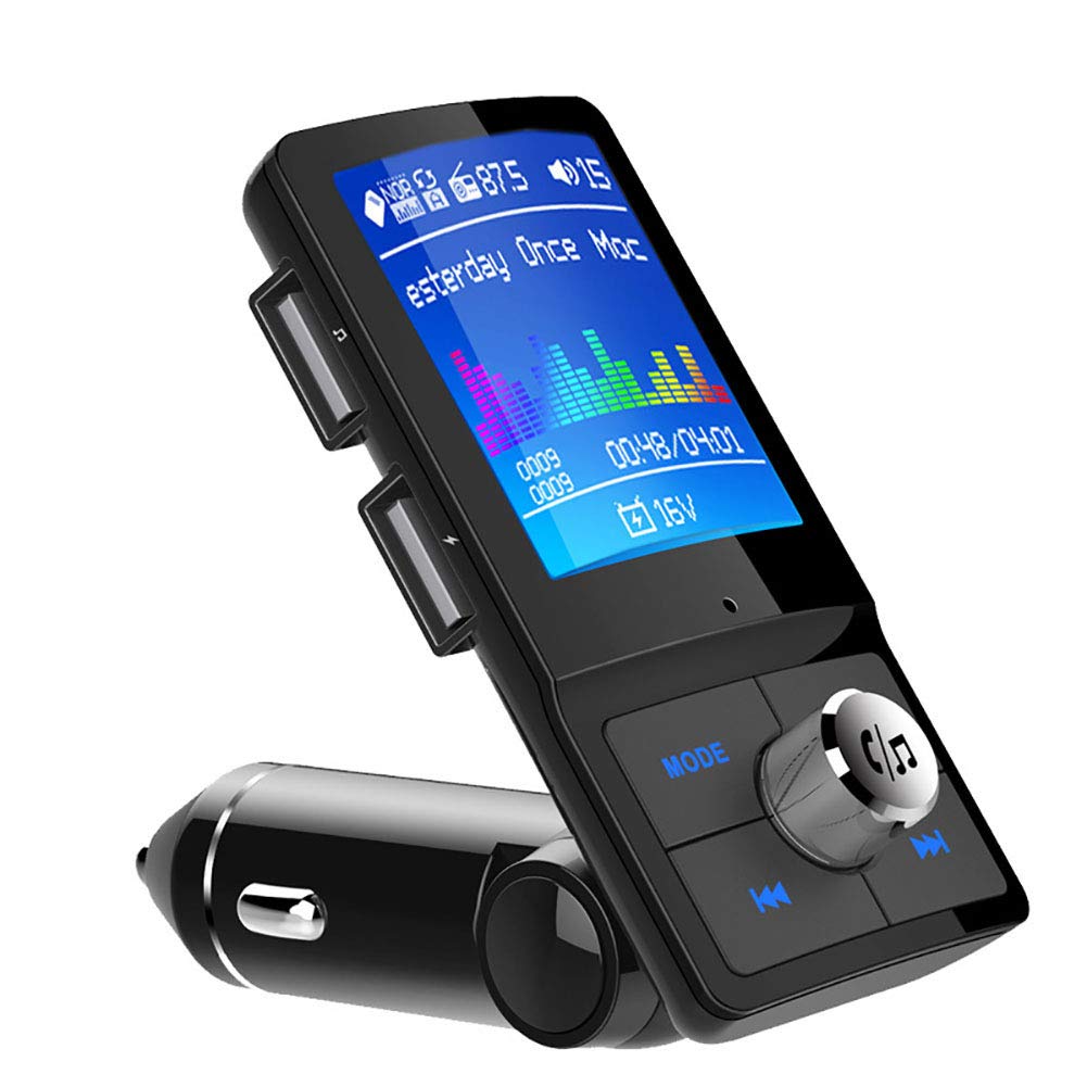 Bluetooth FM Transmitter for Car, Wireless Bluetooth 4.2 in-Car Radio Adapter Car Kit with Handsfree Calling, 2 USB Ports, 1.8'LED Display, Support TF Card, U-Disk, AUX Output
