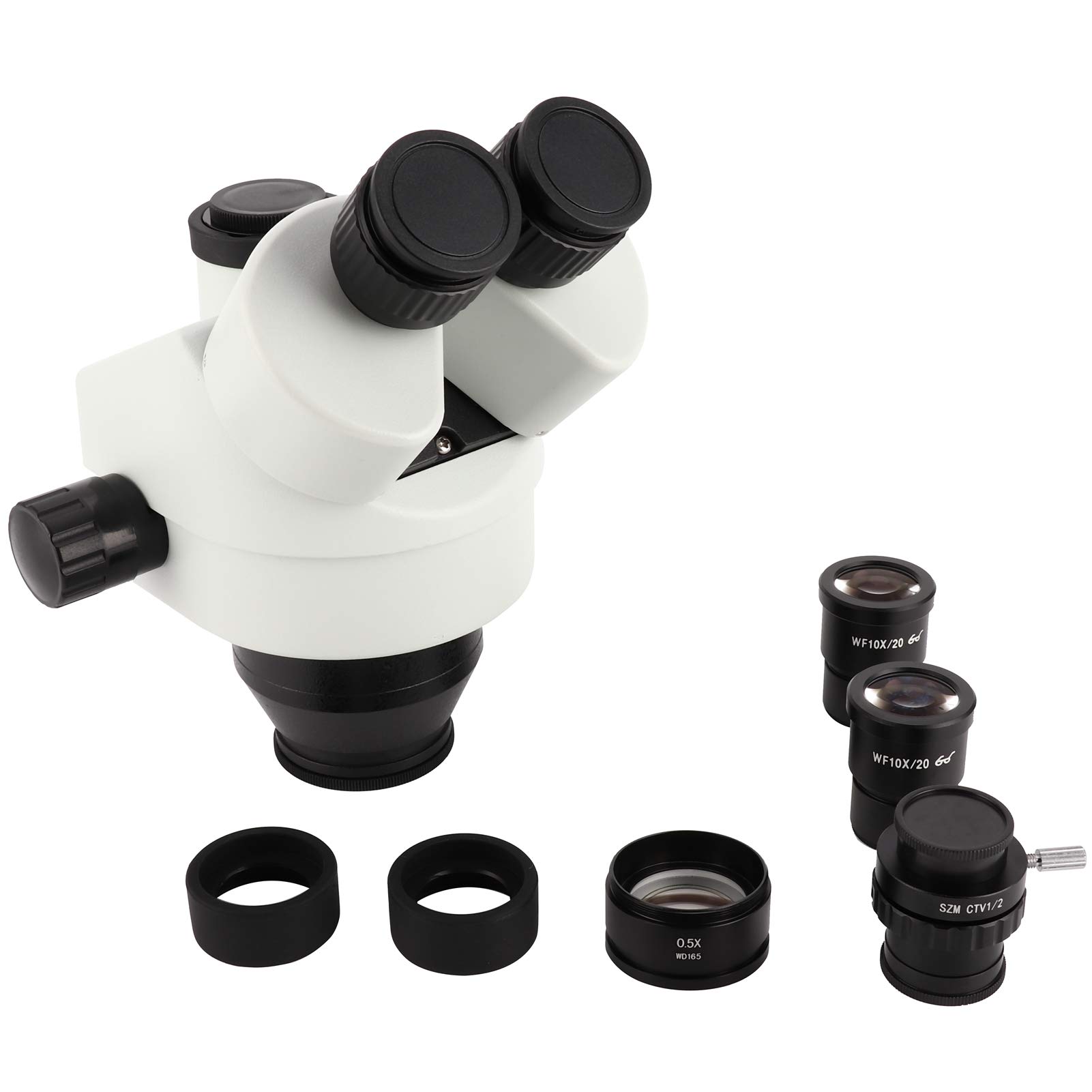 ViaGasaFamido 7X-45X Obiektyw Mikroskopu Trójokularowego 30mm Okular WF10X Nachylenie 45 Stopni Obrót 360 Stopni Trójokular Konfokalny z Obiektywem Zmiennoogniskowym 0.7-4.5X do Obserwacji (Z