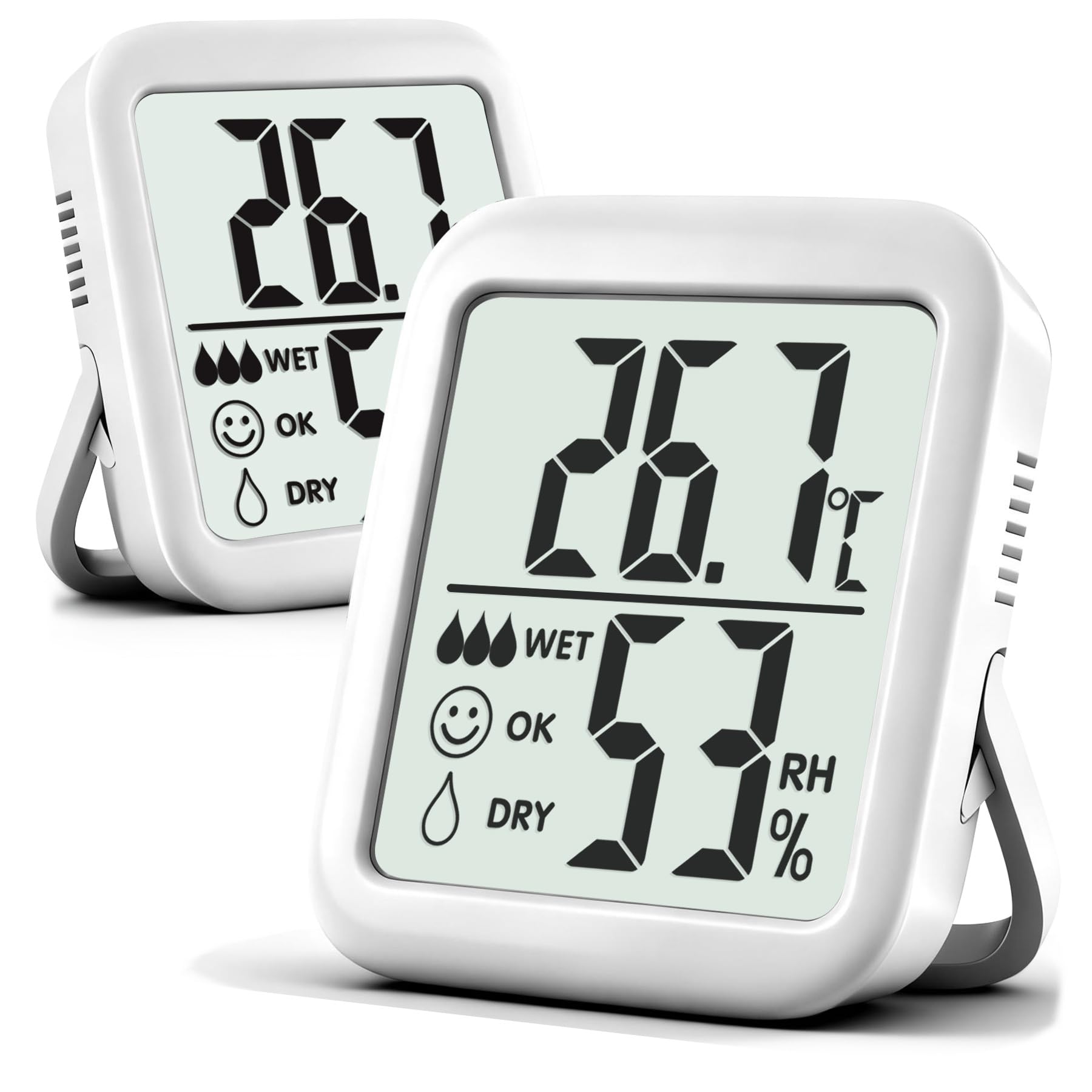 Antonki 2 Pack Room Thermometer for Home Indoor Hygrometer Humidity Meter Gauge Digital Temperature and Humidity Sensor Monitor for House Terrarium Incubator Greenhouse - Battery Included