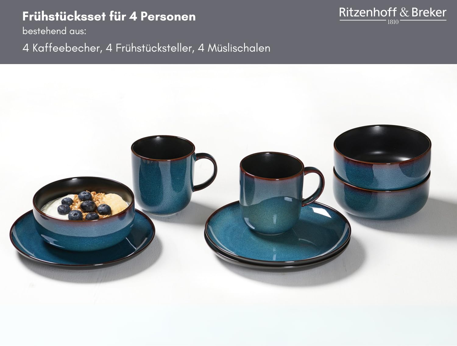Ritzenhoff & Breker Frühstücksservice Bali | 12-teilig | blau