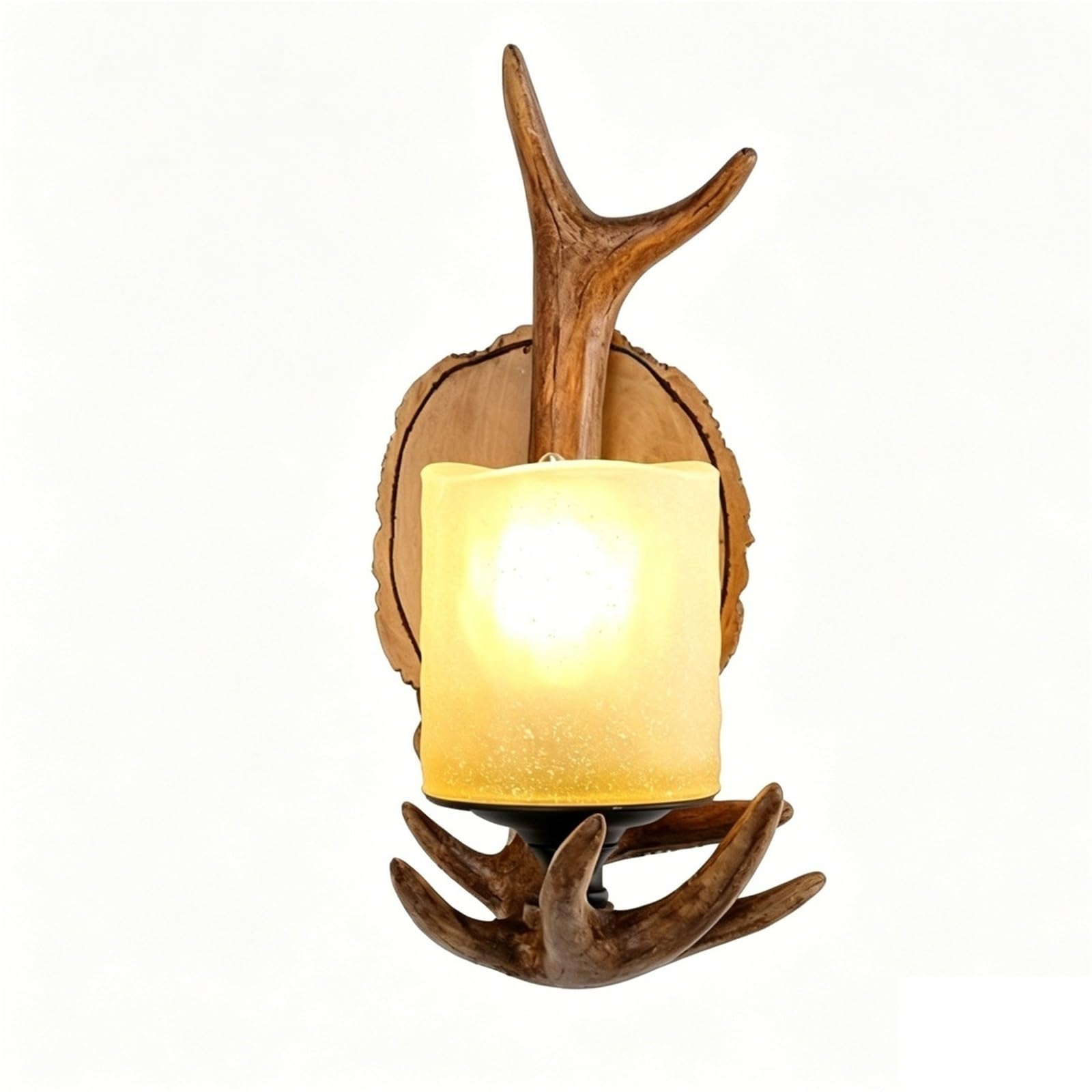 XHDWT Single Antler Log Wall Lamp, American Rural Retro