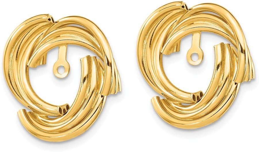 Solid 14K Yellow Gold Polished Fancy Earring Jackets