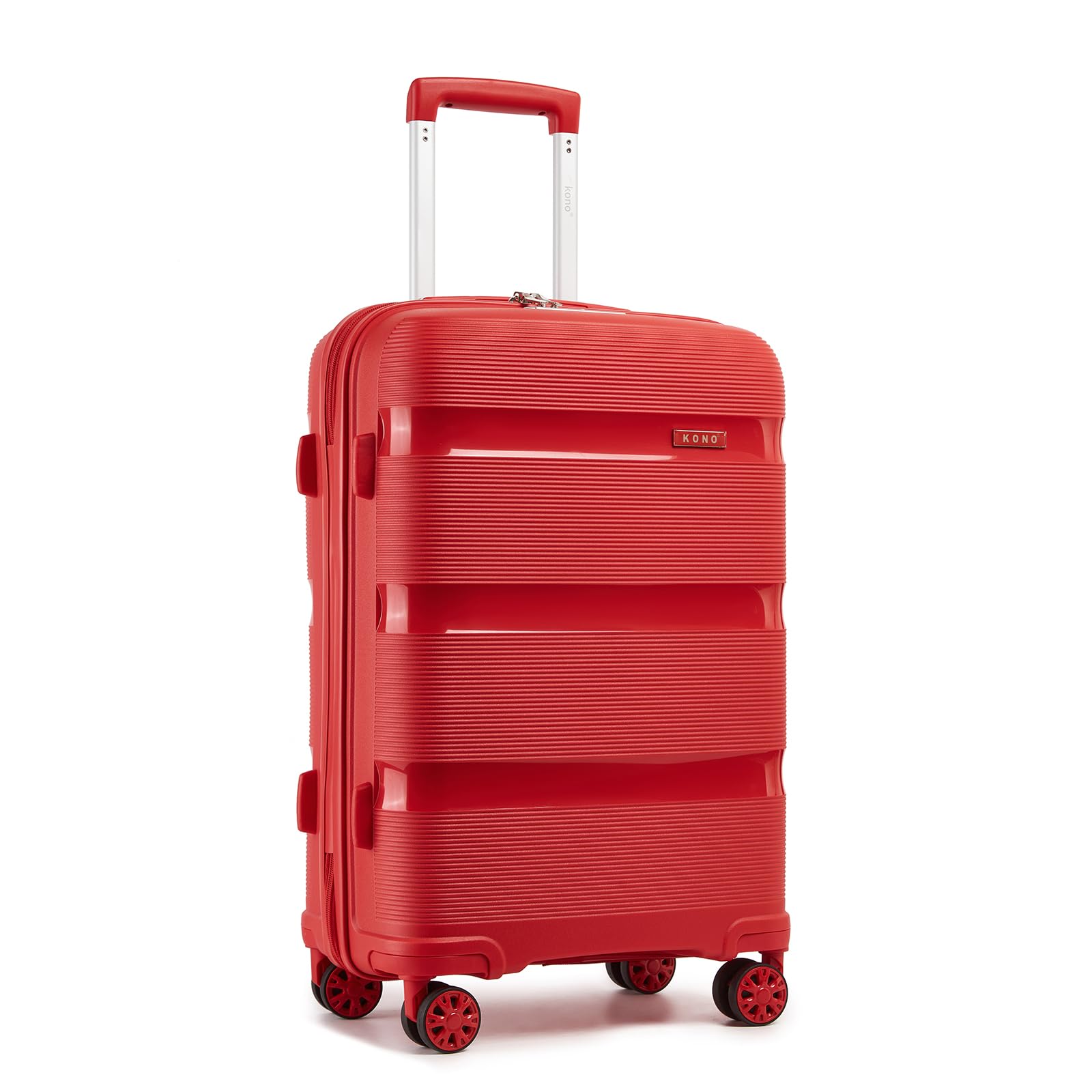 Kono 24 Inch Hard Shell PP Luggage, 4 Spinner Wheels Suitcase, Red