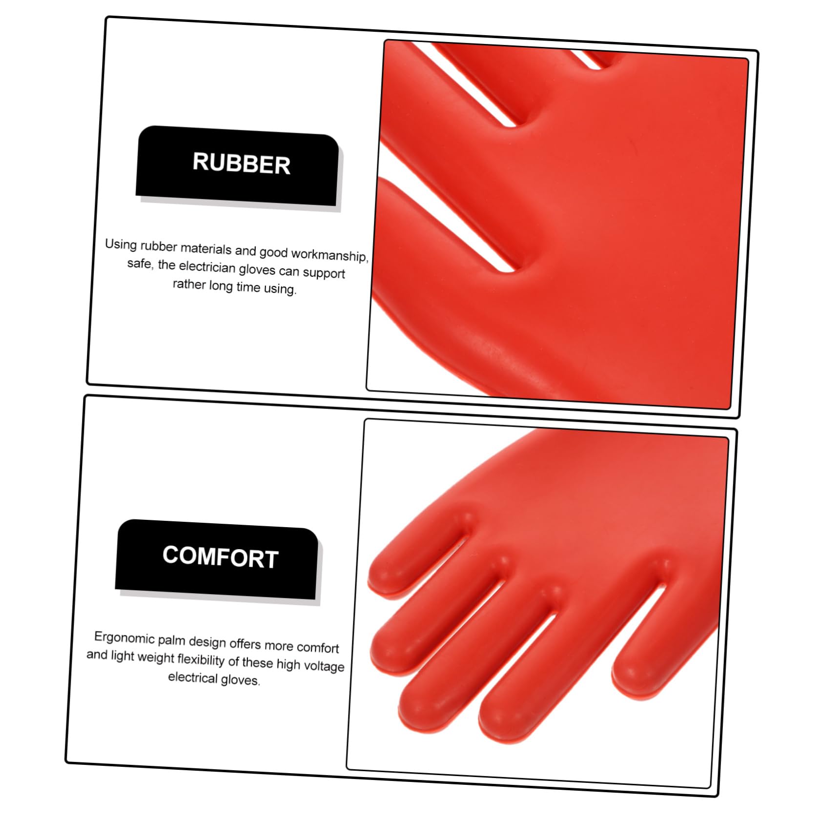 Hemobllo Elektrikerhandschuhe Isolierhandschuhe aus Rotem Gummi mit Hoher Druckbeständigkeit und Rutschfester Oberfläche für Industrielle Anwendungen