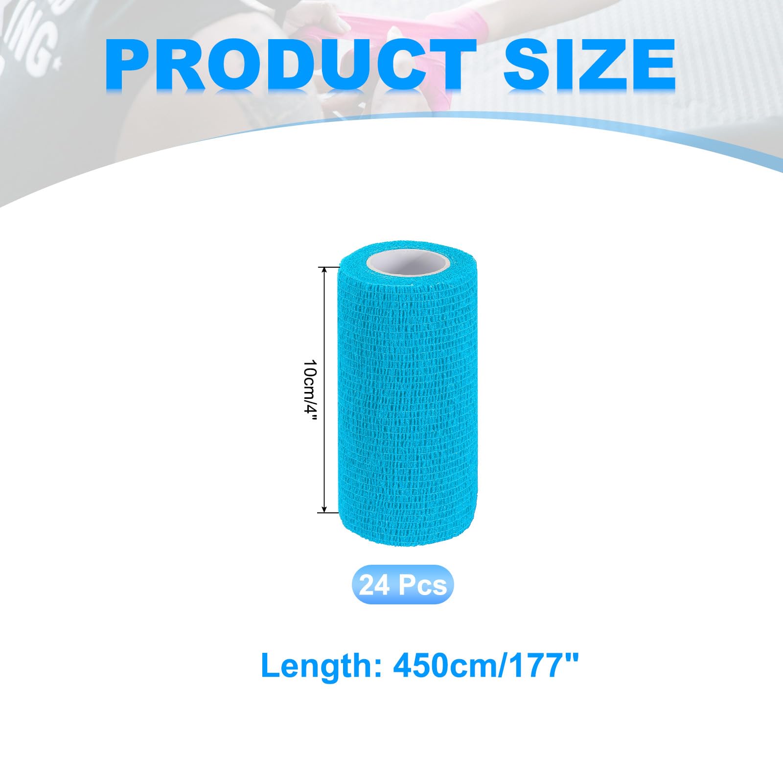 PATIKIL Benda Autoadesiva Avvolgibile 177" x 4" 24 Pezzi Benda Elastica Autoaderente Traspirante Per Sport Polso Caviglia Nastro Atletico Estensibile Per Esterni Azzurro Chiaro