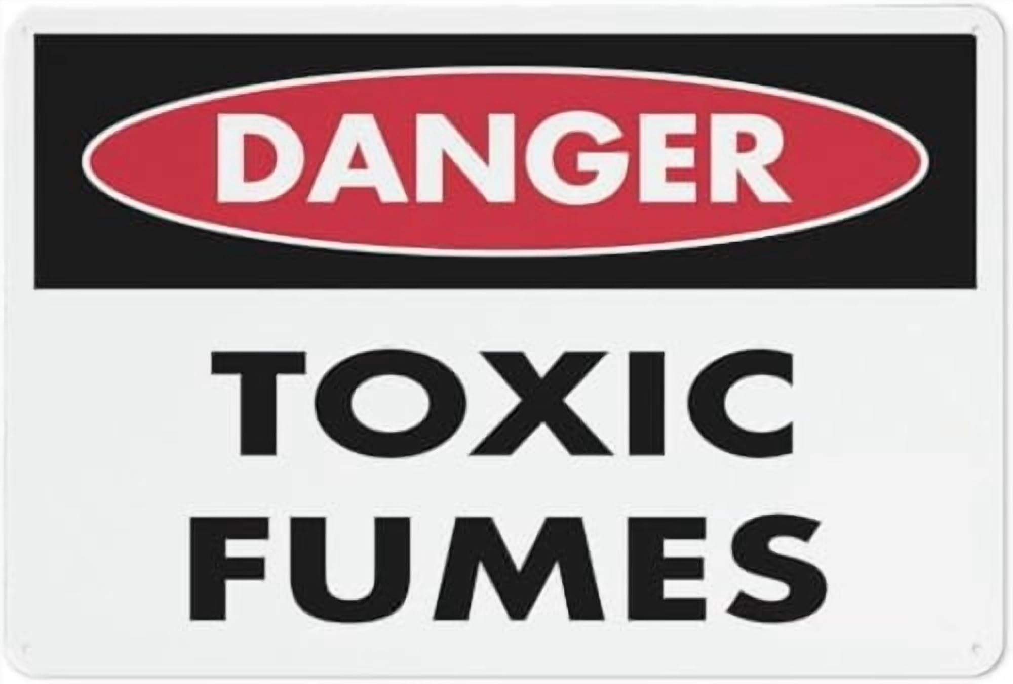 (2-Pack) Warning Metal Tin Sign - Danger Poisonous Fumes, Rust-Proof Safe Sign, for Noxious Areas, Labs, Homes, Businesses, Driveway Alerts, 12x8 inch