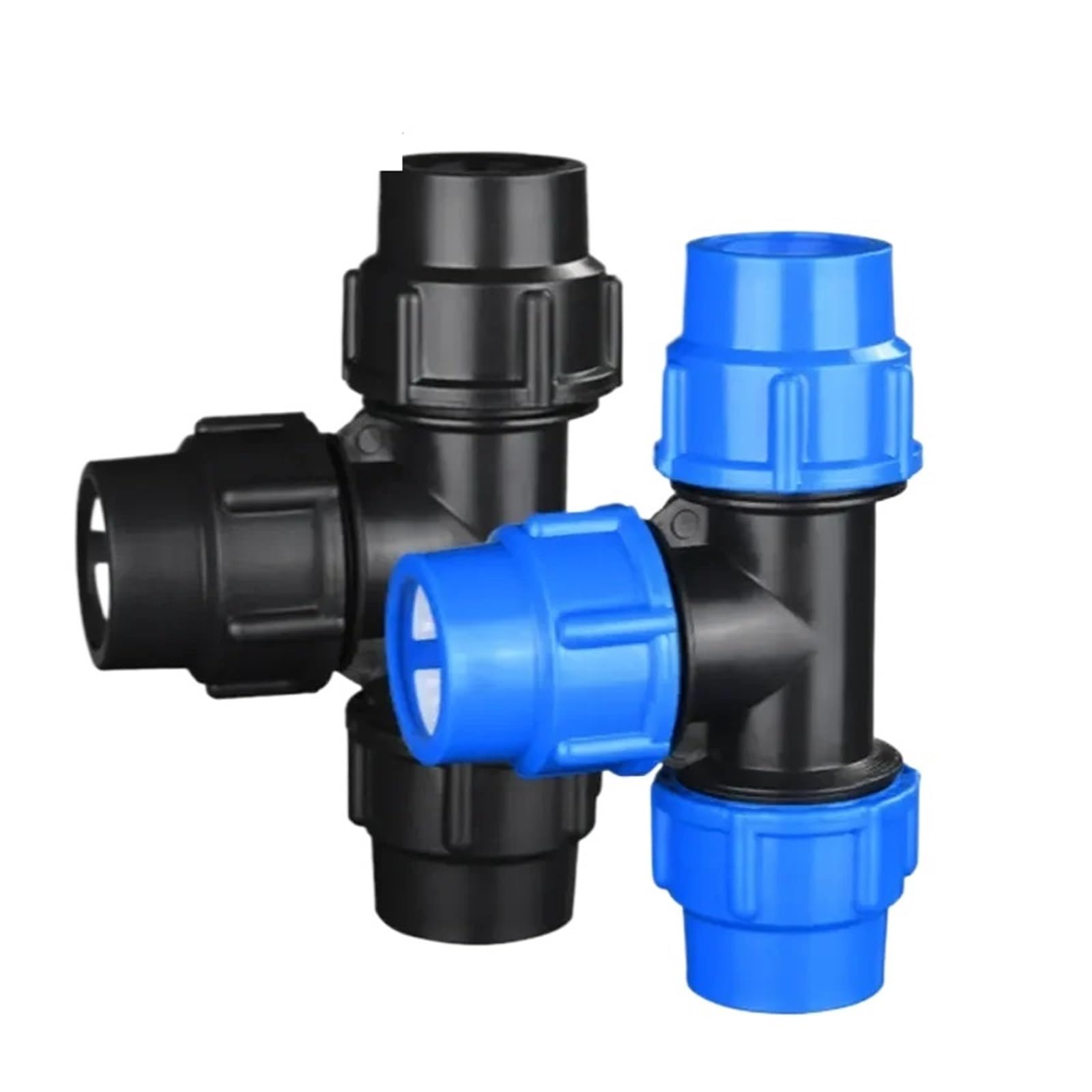 Raccordi for tubi in PE Raccordo rapido a tre vie Raccordi for tubi Connettore for tubo in plastica 16/20/25/32/40/50/63mm Irrigazione con acqua di rubinetto(Black,63mm)